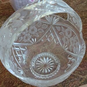 Elegant Clear Glass Bowl with Floral Design